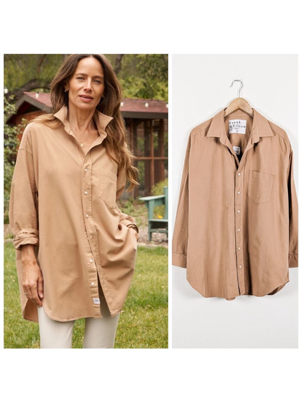 Frank & Eileen Relaxed Button-Up Shirt in Warm Tan